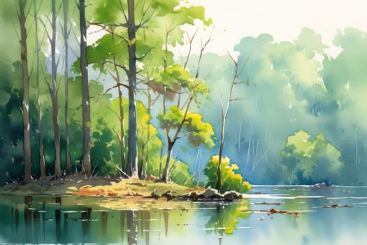 AI generated The serenity of a secluded forest lake.AI Generated photo