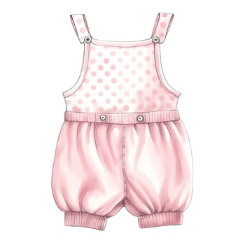 AI generated Pink baby girl romper in watercolors on a white background. AI Generated photo