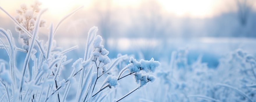 AI generated Frozen snowy grass, winter natural abstract background. beautiful winter landscape. AI Generated photo