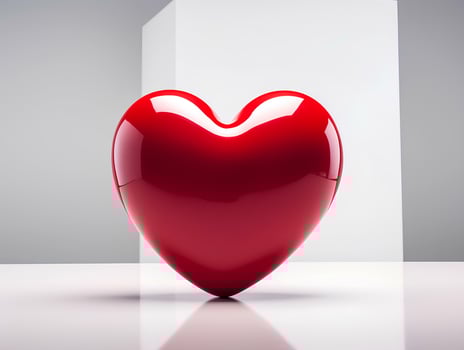 AI generated Red heart on a white background for valentine day love concept. 3d rendering, 3d illustration. photo
