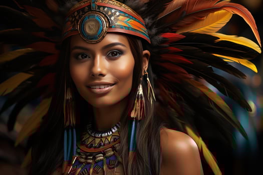 AI generated Contemporary carnival costumes echoing ancient civilizations, colorful carnival images photo