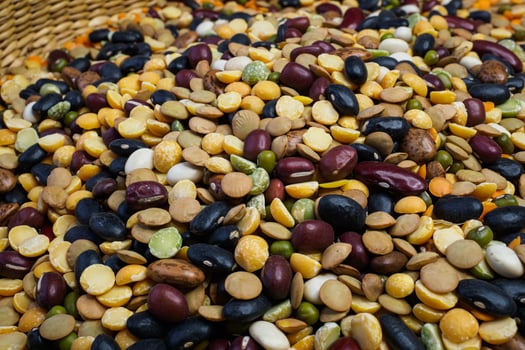 Different cereals and legumes. Mixed dried legumes and cereals. photo