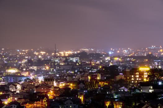 View on roofs in the city of Dalat. Da Lat and the surrounding area is a popular tourist destination of Asia. City with fogs and mountains photo