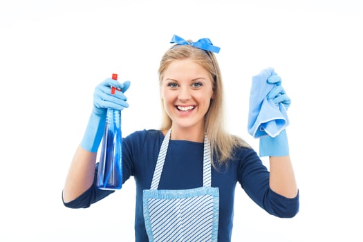 Cute housewife cleaning photo