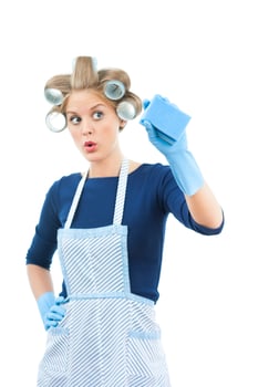 Housewife cleaning Obsessed with cleaning photo