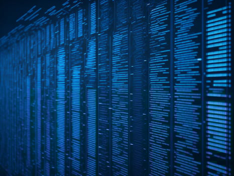 AI generated Blue digital binary data on computer screen background. binary code background . abstract blue background photo