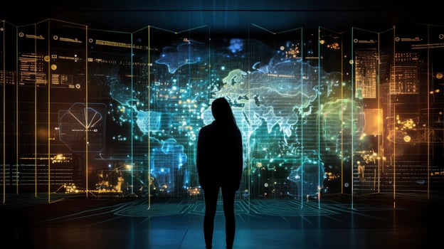 AI generated Guardian of the Digital World. Confronting Cyber Threats. photo