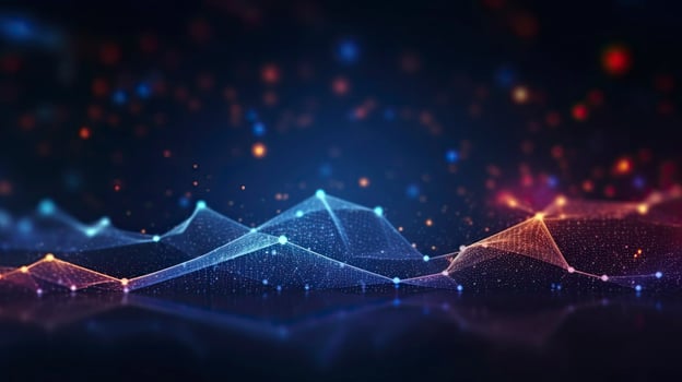 AI generated Abstract connected dots and lines. Motion of digital data flow. AI Generated photo