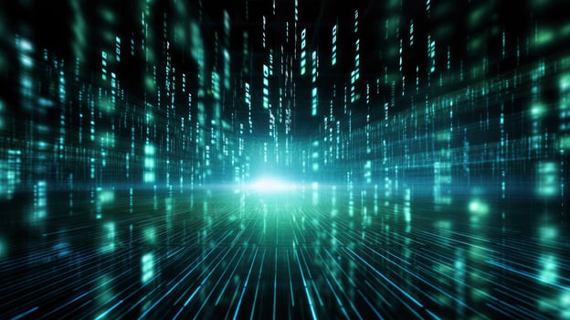 AI generated An abstract digital background with binary code and AI algorithms running in the background. AI Generated photo