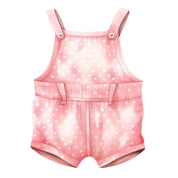 AI generated Pink baby girl romper in watercolors on a white background. AI Generated photo