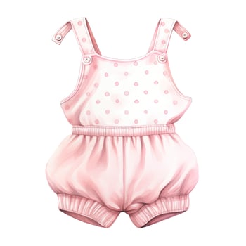 AI generated Pink baby girl romper in watercolors on a white background. AI Generated photo