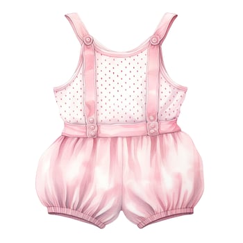 AI generated Pink baby girl romper in watercolors on a white background. AI Generated photo