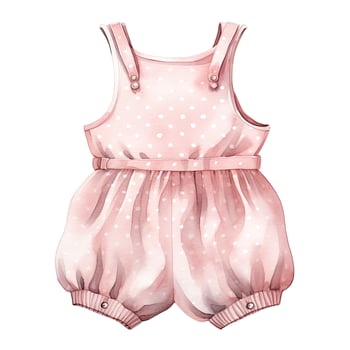 AI generated Pink baby girl romper in watercolors on a white background. AI Generated photo