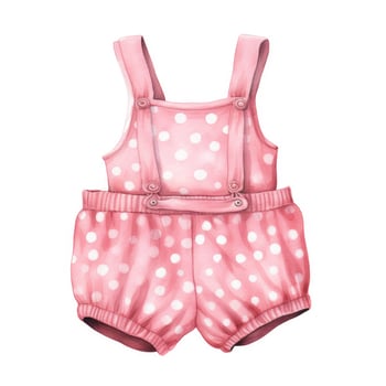AI generated Pink baby girl romper in watercolors on a white background. AI Generated photo