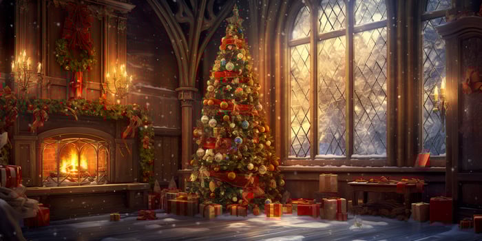 AI generated Merry Christmas and Happy New Year Background. AI Generated photo