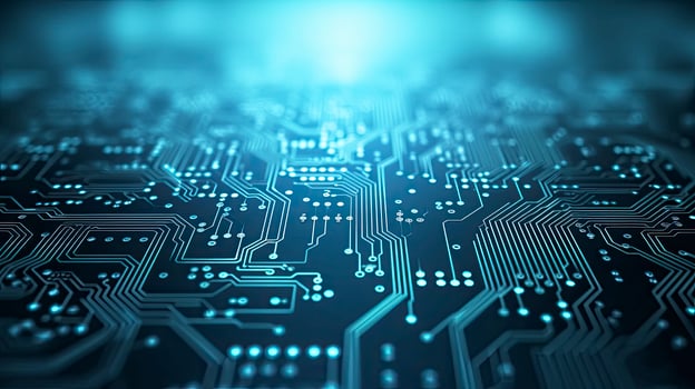 AI generated Circuit Board Background. Computer, Data, Technology, Artificial Intelligence. AI Generated photo