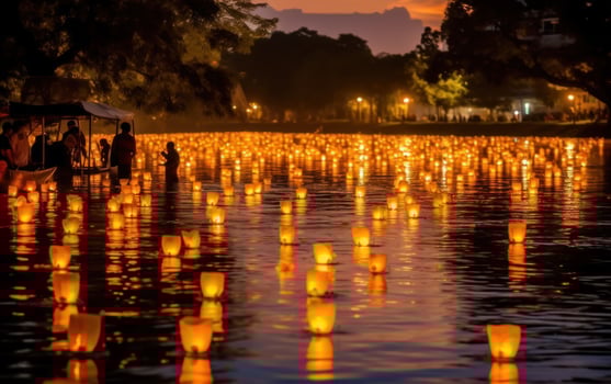 AI generated Thailand festival Loy Krathong. Ai Generative photo