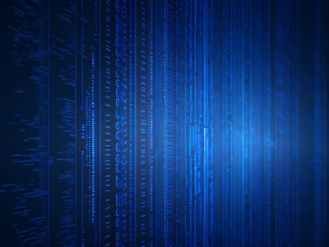 AI generated Blue digital binary data on computer screen background. binary code background . abstract blue background photo