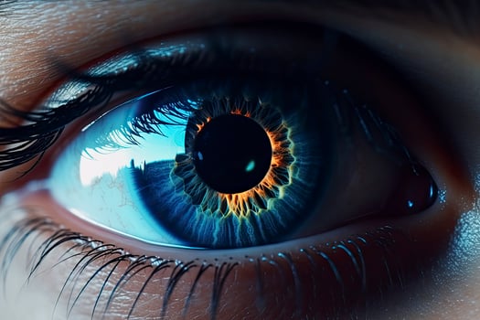 AI generated Close up of beautiful eye, looking at the camera. AI Generated photo
