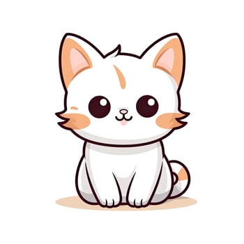 AI generated Cute Kawaii cat clipart icon white background. AI Generated photo