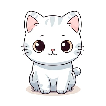 AI generated Cute Kawaii cat clipart icon white background. AI Generated photo