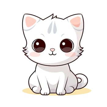 AI generated Cute Kawaii cat clipart icon white background. AI Generated photo