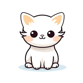 AI generated Cute Kawaii cat clipart icon white background. AI Generated photo