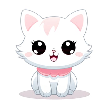 AI generated Cute Kawaii cat clipart icon white background. AI Generated photo