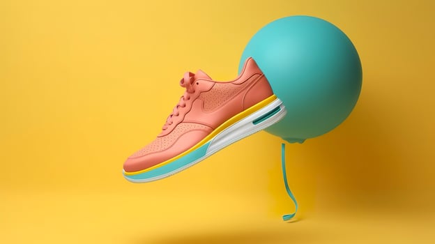 AI generated Flying trendy sneakers on creative colorful background, Stylish fashionable concept. AI Generated photo