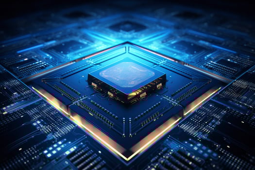 AI generated Futuristic central processor unit. Powerful Quantum CPU motherboard. AI Generated photo