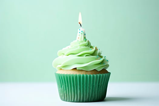 AI generated Happy Birthday Cupcake with Candle. AI Generated photo