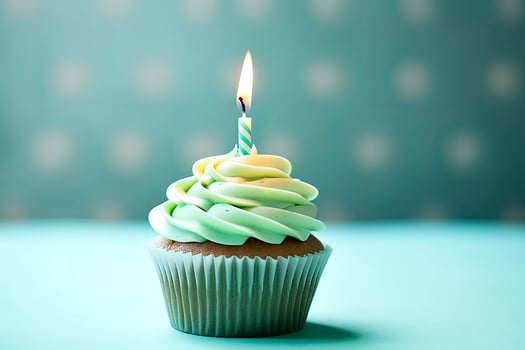 AI generated Happy Birthday Cupcake with Candle. AI Generated photo
