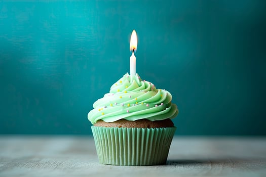 AI generated Happy Birthday Cupcake with Candle. AI Generated photo