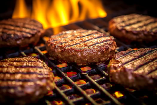 AI generated Hamburgers on the grill. AI Generated photo