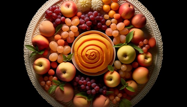 AI generated Freshness and abundance of healthy fruit in a colorful gourmet bowl generated by AI photo