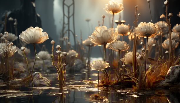 AI generated A beautiful meadow with colorful flowers under the summer sun generated by AI photo