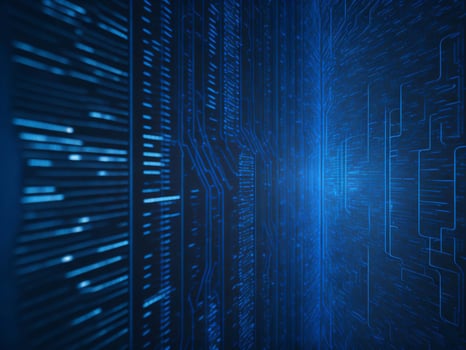 AI generated Digital Cyberspace with Particles and Digital Data Network Connections. High Speed Connection and Data Analysis Technology Digital Abstract Background Concept. 3d rendering photo