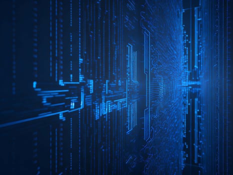 AI generated Digital Cyberspace with Particles and Digital Data Network Connections. High Speed Connection and Data Analysis Technology Digital Abstract Background Concept. 3d rendering photo