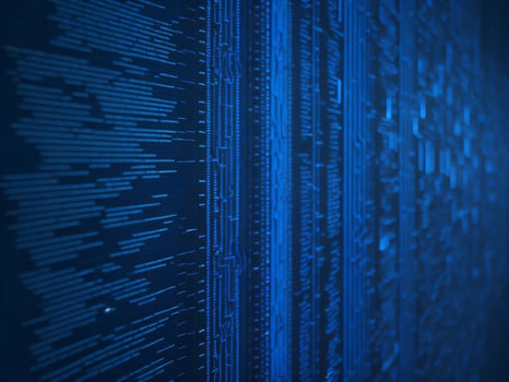 AI generated Digital Cyberspace with Particles and Digital Data Network Connections. High Speed Connection and Data Analysis Technology Digital Abstract Background Concept. 3d rendering photo
