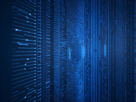 AI generated Digital Cyberspace with Particles and Digital Data Network Connections. High Speed Connection and Data Analysis Technology Digital Abstract Background Concept. 3d rendering photo