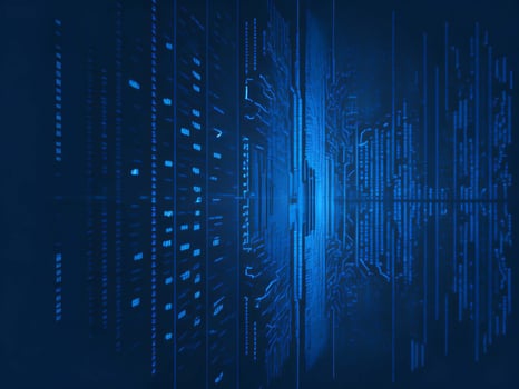 AI generated Digital Cyberspace with Particles and Digital Data Network Connections. High Speed Connection and Data Analysis Technology Digital Abstract Background Concept. 3d rendering photo