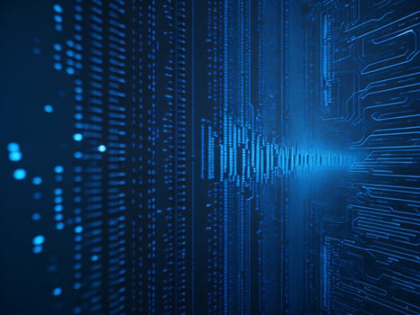 AI generated Digital Cyberspace with Particles and Digital Data Network Connections. High Speed Connection and Data Analysis Technology Digital Abstract Background Concept. 3d rendering photo