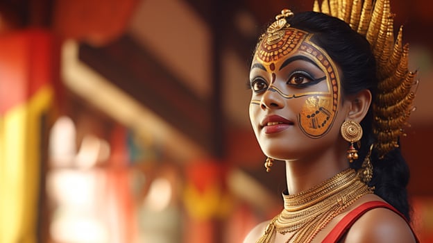AI generated Traditional Kathakali Dancer in Costume AI generated photo
