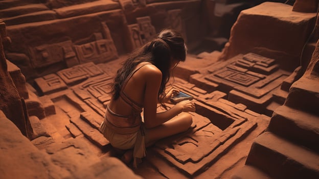 AI generated Archaeologist Deciphering Ancient Scripts AI generated photo
