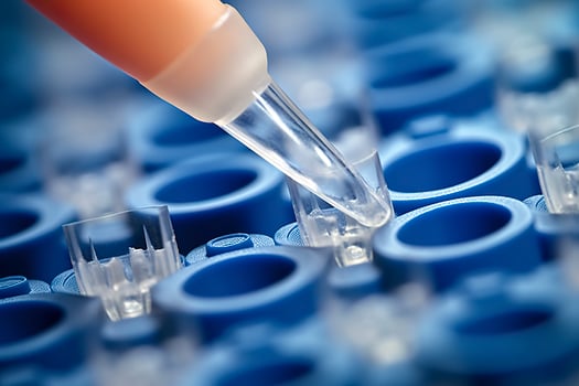 AI generated Macro shot of doctor tip and plastic plate for immunosorbent assay. AI Generated photo