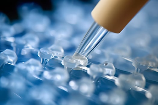 AI generated Macro shot of doctor tip and plastic plate for immunosorbent assay. AI Generated photo