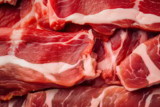 AI generated Macro shot of pork meat. Meat textured background. Beef steak is raw and juicy. AI Generated photo