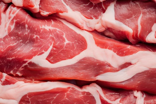 AI generated Macro shot of pork meat. Meat textured background. Beef steak is raw and juicy. AI Generated photo