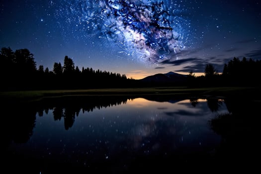 AI generated Milky Way Reflected on Lake. AI Generated photo