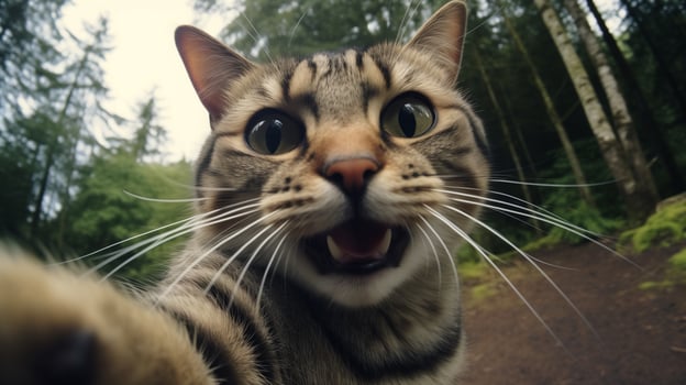 AI generated a cat taking a selfie with its mouth open photo